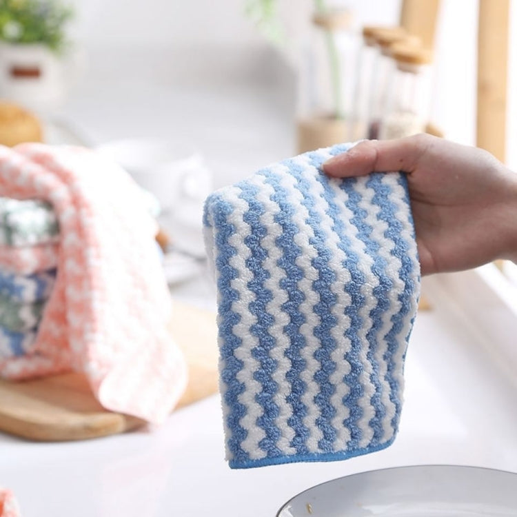 10 PCS Absorbent Wave Dish Cloth Rag Non-stick Oil Coral Velvet Dish Towel Random Color (25 x 25cm)