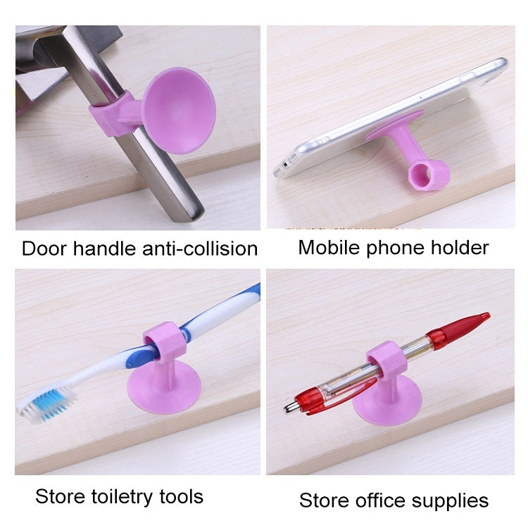 10 PCS Medium Silicone Door Suction Punch-free Door Handle Anti-collision Door Resistance(Blue)
