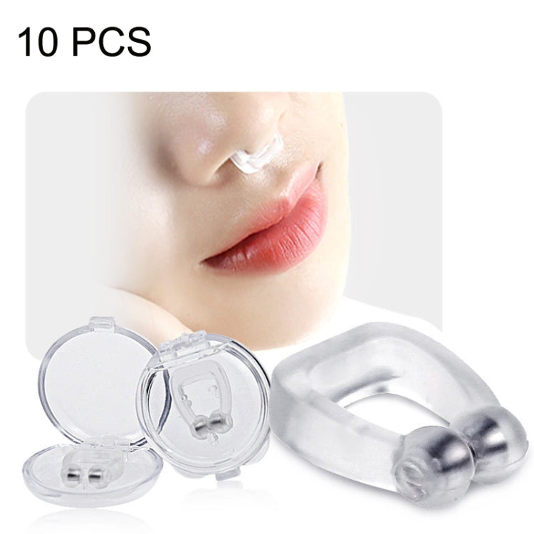 10 PCS Mini Portable Silicone Magnetic Anti-snoring Device(Transparent)