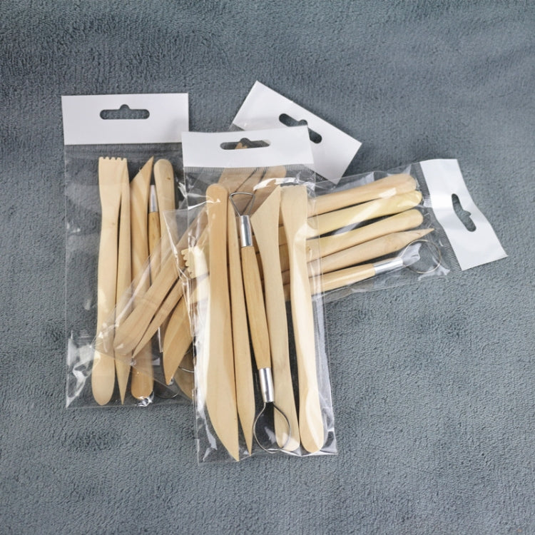 0035 5 in 1 Clay Sculpture Wooden Pottery Knife Set(Wood Color)