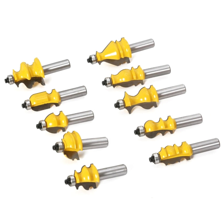 10 PCS / Set 1/2 Handle Woodworking Engraving Machine Trimmer Cutting Tool With Wooden Box