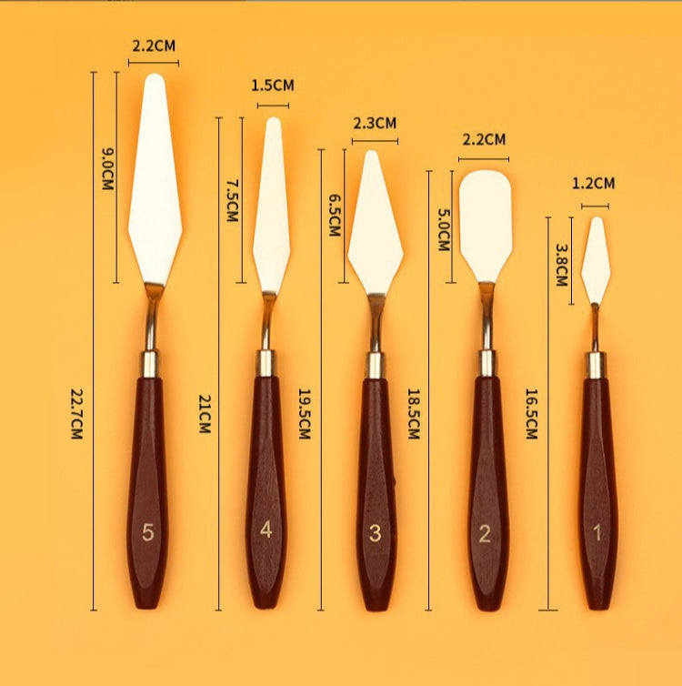 1 Sets/5PCS Wooden Handle Acrylic Painting Gouache Paint Knife