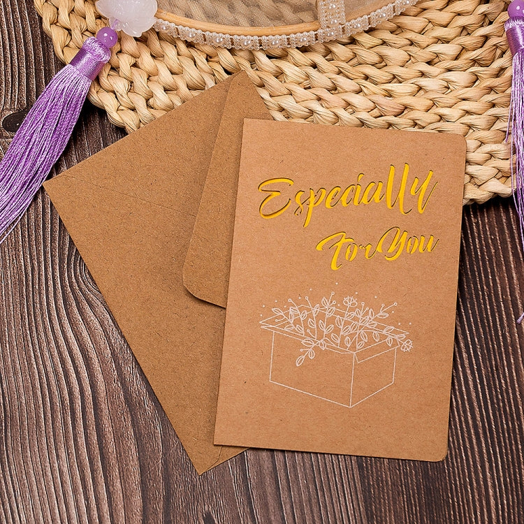 10 PCS Retro Hollow Kraft Blessing Card with Envelope(Special for You)
