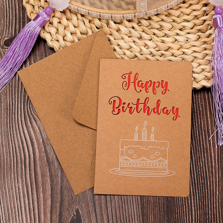 10 PCS Retro Hollow Kraft Blessing Card with Envelope(Happy Birthday)