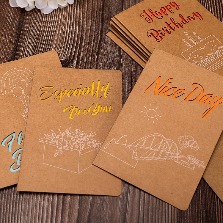 10 PCS Retro Hollow Kraft Blessing Card with Envelope(Thank You)