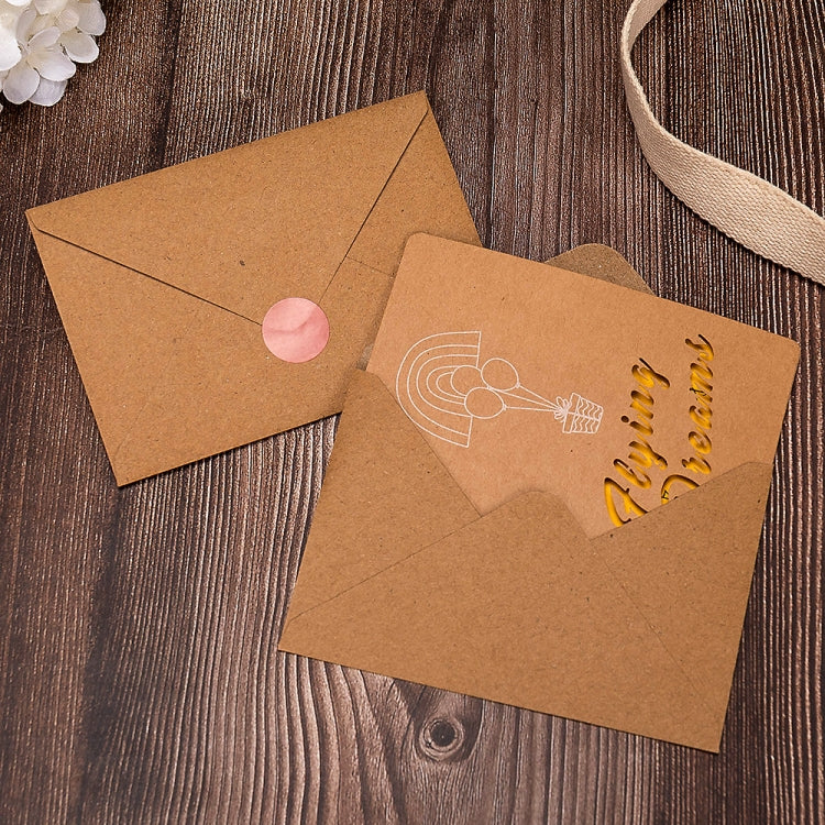 10 PCS Retro Hollow Kraft Blessing Card with Envelope(Love You)
