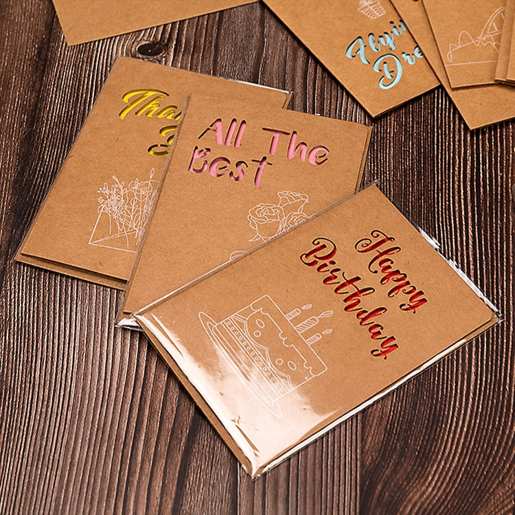 10 PCS Retro Hollow Kraft Blessing Card with Envelope(Special for You)