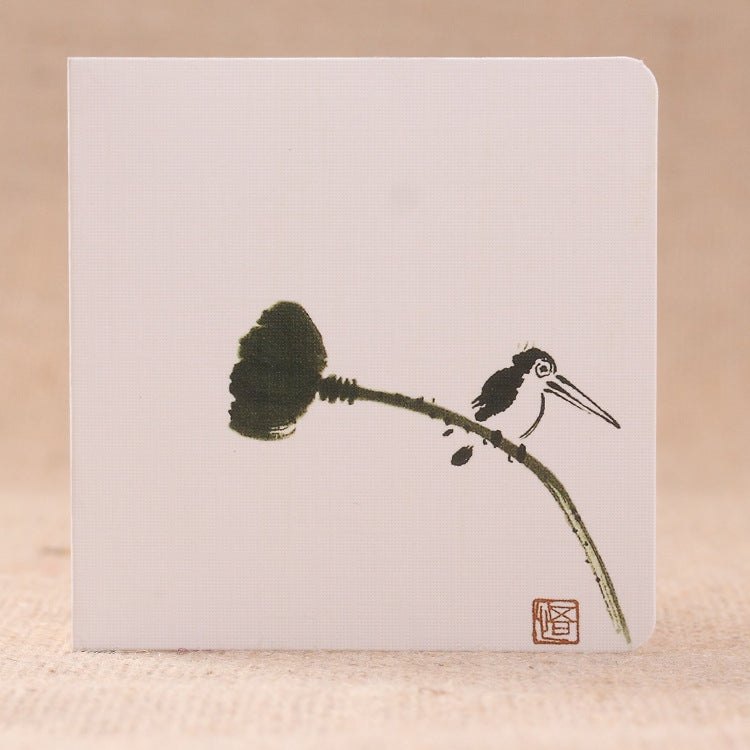 10 PCS Classical Painting Holiday Greeting Card(Lotus Puff and Bird 04)