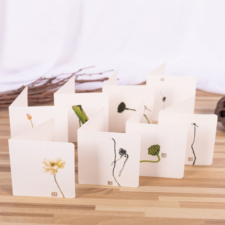 10 PCS Classical Painting Holiday Greeting Card(Lotus Leaf 07)