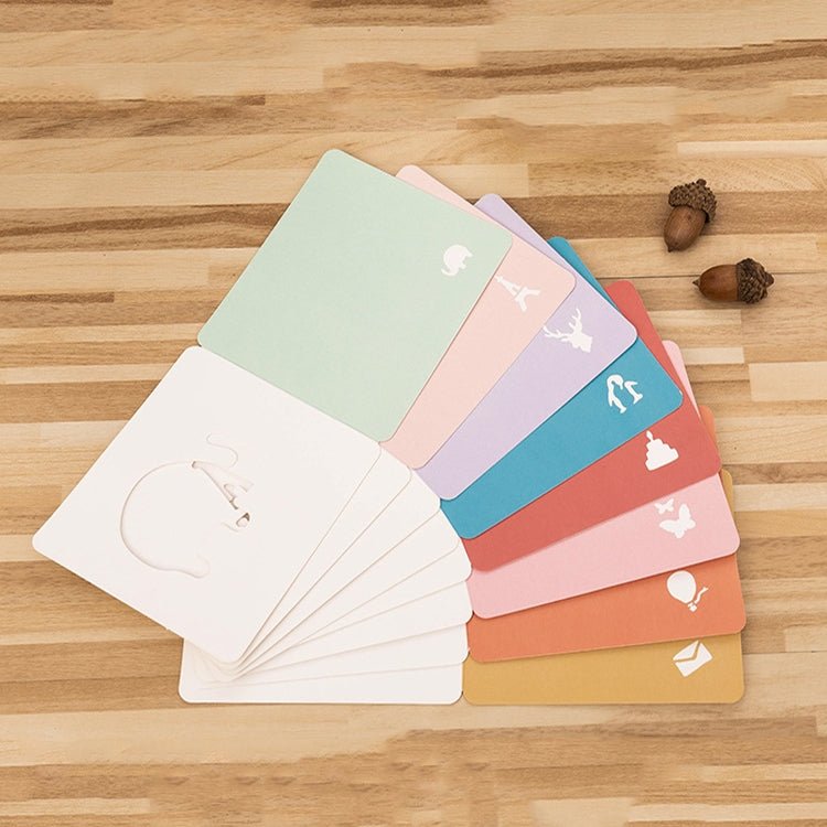 10 PCS Cute Hollow Cartoon Greeting Card(Thankful)