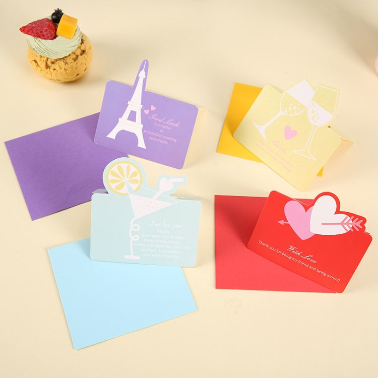 100 PCS Three-dimensional Hollow Greeting Cards(Kiss Wine Glass)