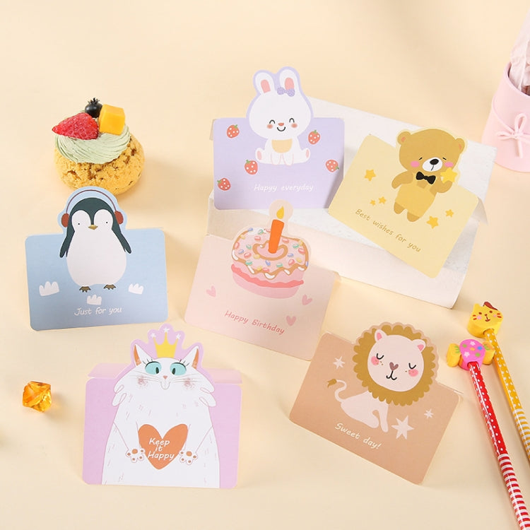 100 PCS Cute Cartoon Birthday Cards(Cat)