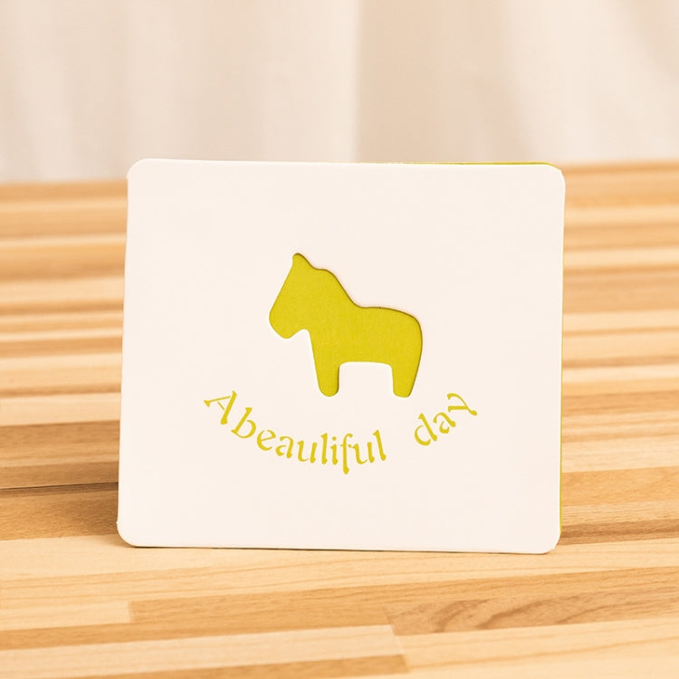 10 PCS Hollow Cartoon Greeting Card(Light Green Pony)