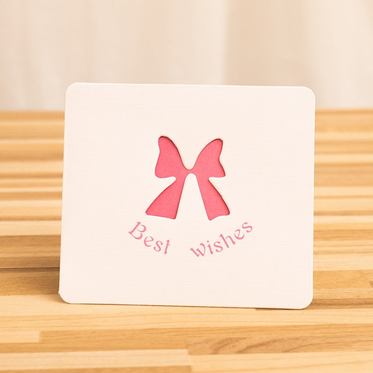 10 PCS Hollow Cartoon Greeting Card(Pink Bow)