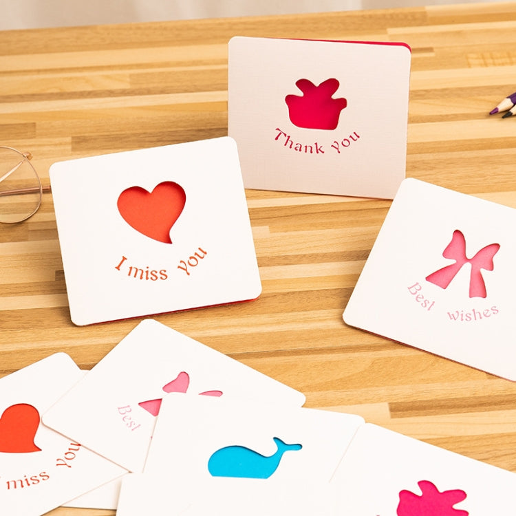 10 PCS Hollow Cartoon Greeting Card(Pink Bow)