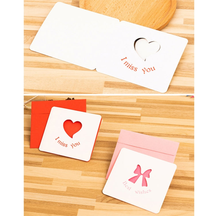 10 PCS Hollow Cartoon Greeting Card(Pink Bow)