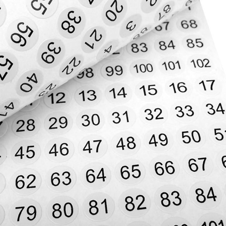 100 Stickers/Sheet Clothes Footwear Size Number Label Sticker, Random Color Delivery, Diameter: 10mm