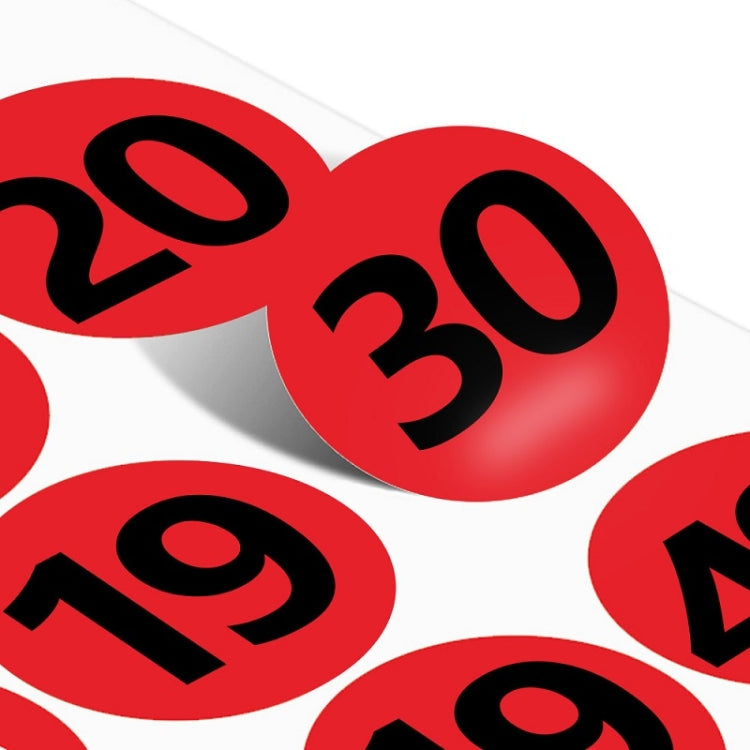 100 Stickers/Sheet Clothes Footwear Size Number Label Sticker, Random Color Delivery, Diameter: 15mm