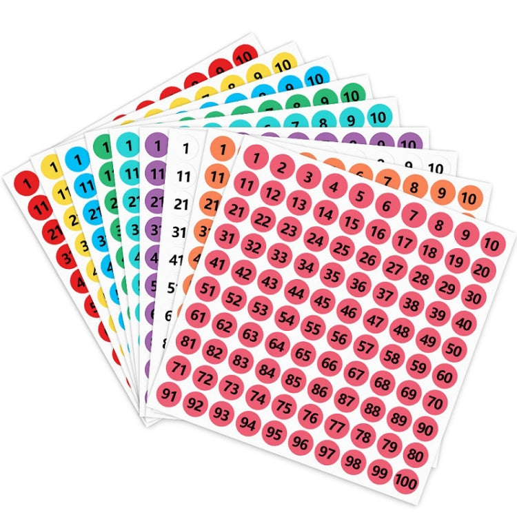 100 Stickers/Sheet Clothes Footwear Size Number Label Sticker, Random Color Delivery, Diameter: 25mm