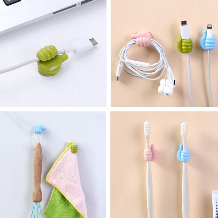 10 PCS Non-punching And Non-marking Adhesive Thumb Hook Cable Organizer(White)