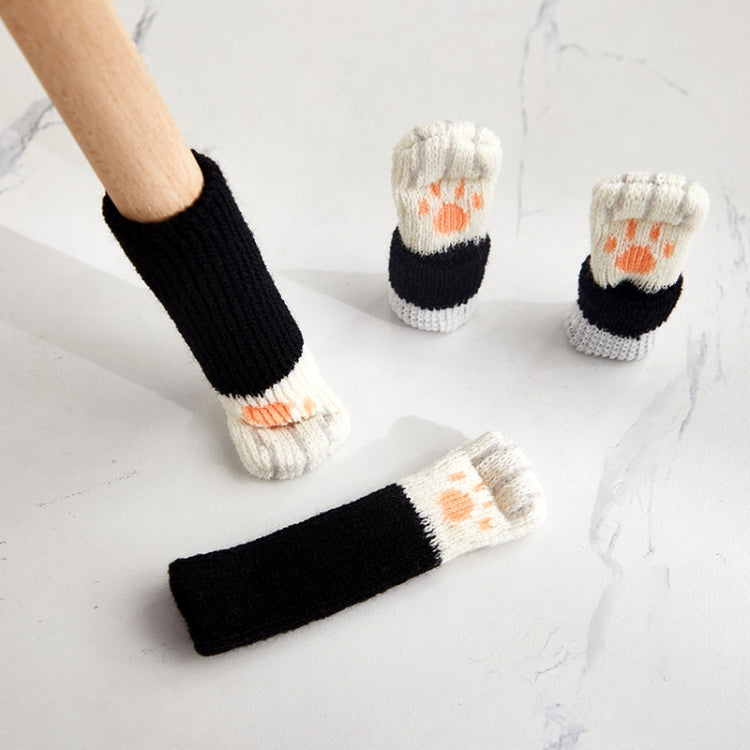 1 Set Double Knit Wear-Resisting Table Stool Leg Mute Protective Cover(Black)