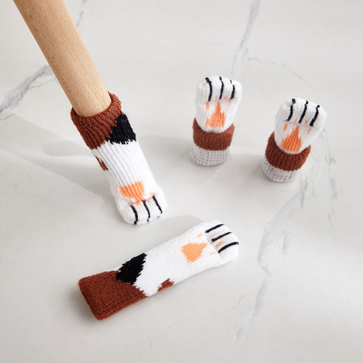 1 Set Double Knit Wear-Resisting Table Stool Leg Mute Protective Cover(White)