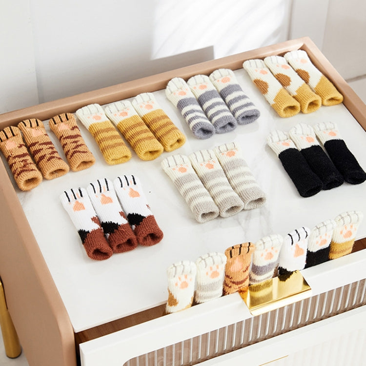 1 Set Double Knit Wear-Resisting Table Stool Leg Mute Protective Cover(Flower Brown)