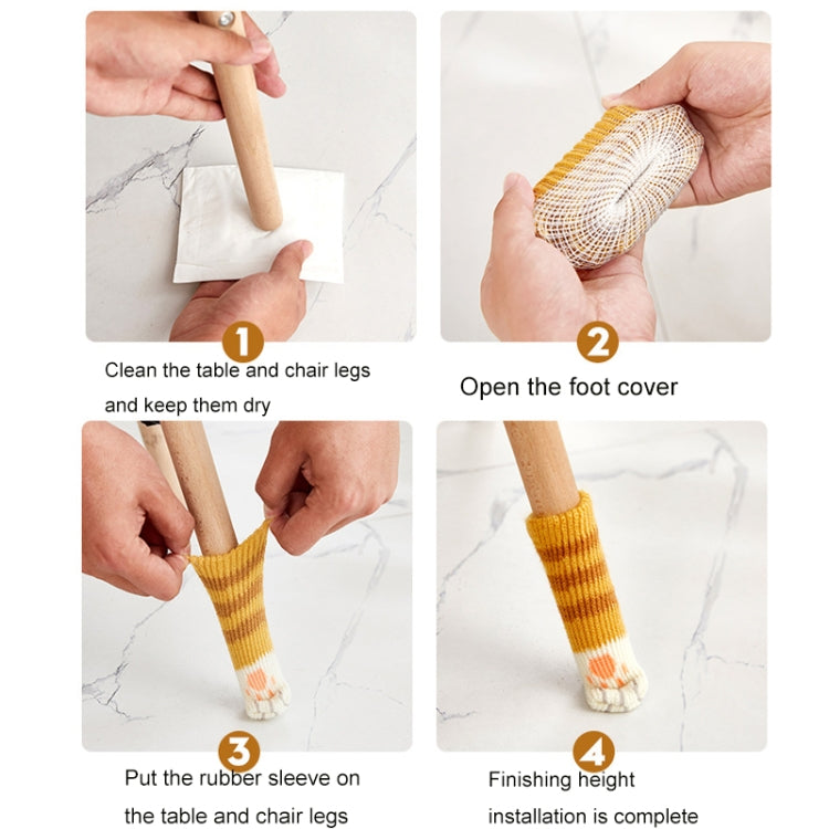 1 Set Double Knit Wear-Resisting Table Stool Leg Mute Protective Cover(White)