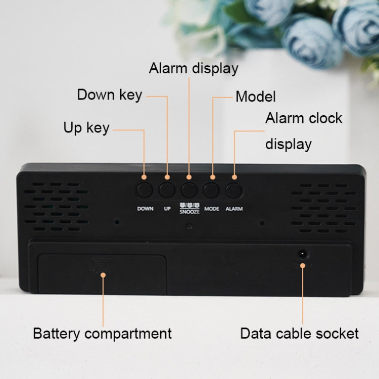 0715 Voice-activated LED Mute Date Temperature Display Electronic Clock(Black Shell Green Light)