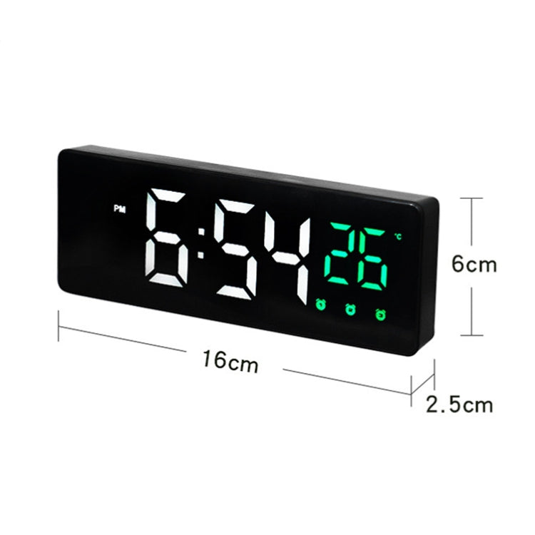 0715 Voice-activated LED Mute Date Temperature Display Electronic Clock(White Shell Blue Light)