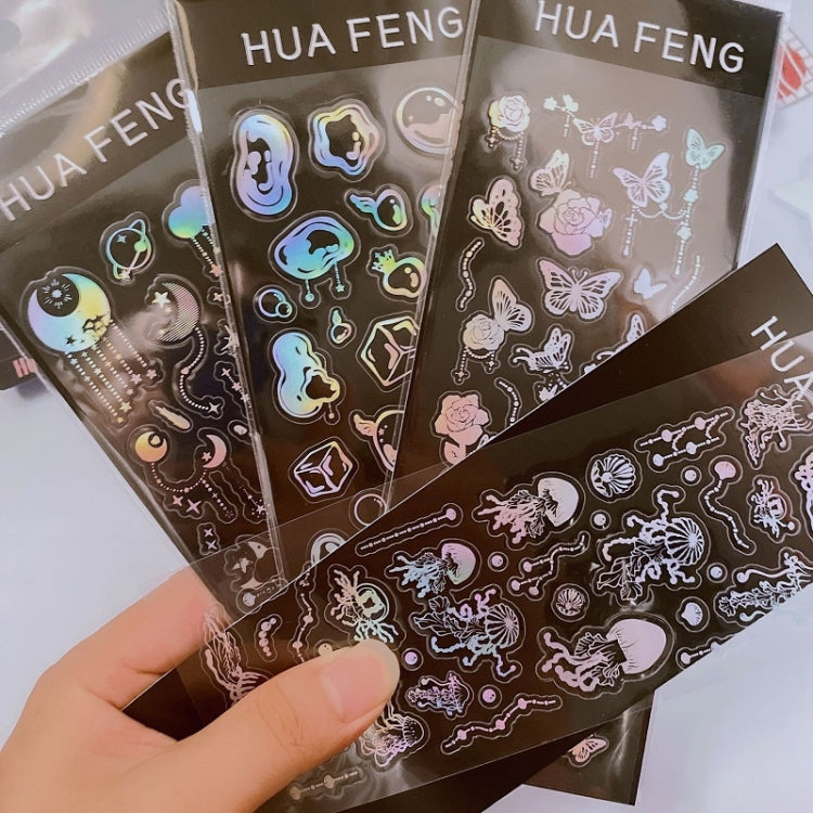 10 PCS Hot Stamping Laser Cartoon Animal Sticker Decoration Hand Account Material(Jellyfish)