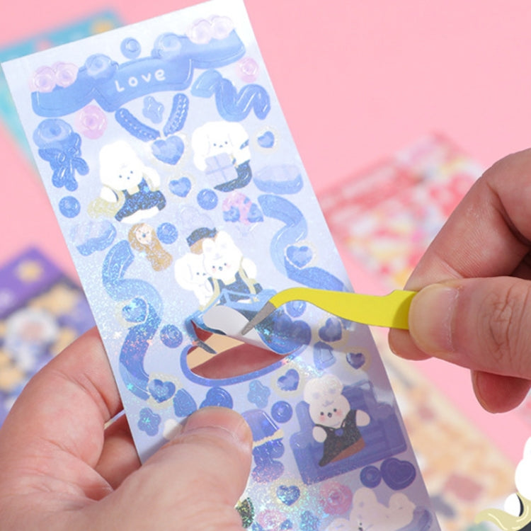 10 PCS Pompon Series Laser Sticker Hand Account Waterproof Pet Cute Sticker(Blue)