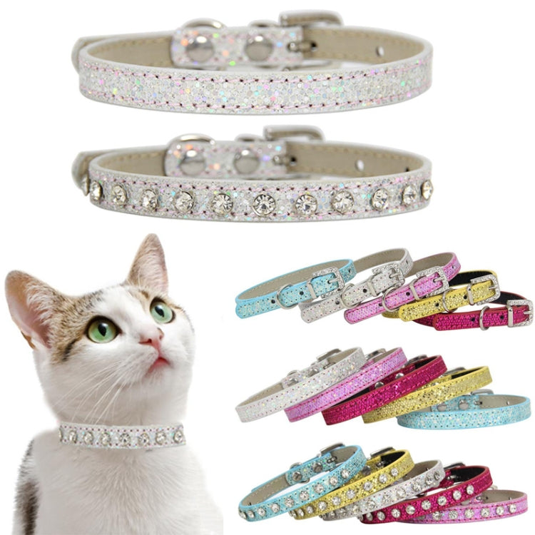 1.5 x 30cm Glitter Diamond Cat Neck Collar Decorative Supplies, Color: Diamond Rose Red
