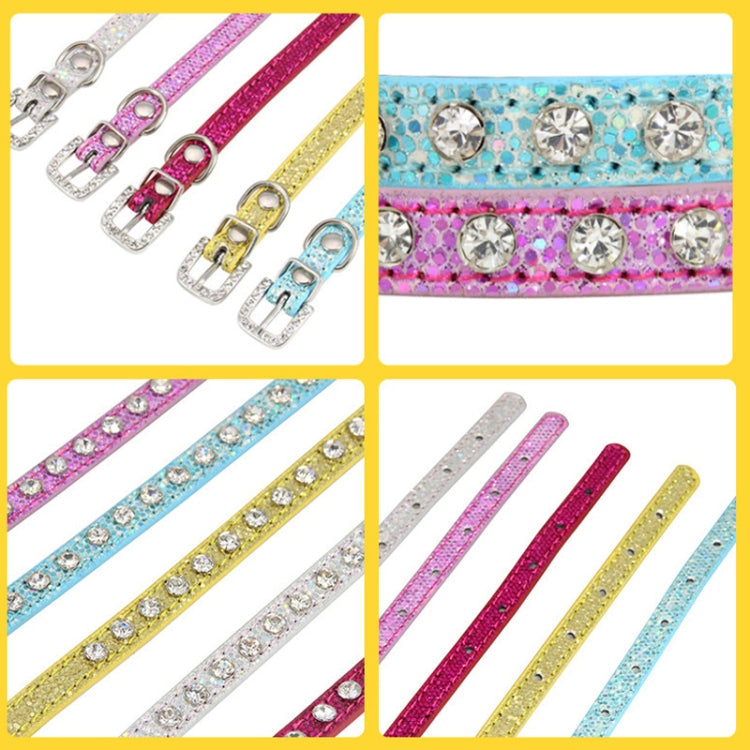 1.0 x 30cm Glitter Diamond Cat Neck Collar Decorative Supplies, Color: No Diamond Golden