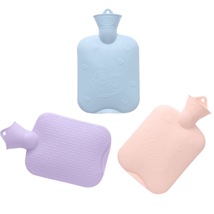 006 1000ml Thickened Explosion-proof Heart Embossed Water Injection Hot Water Bag(C Model Purple)