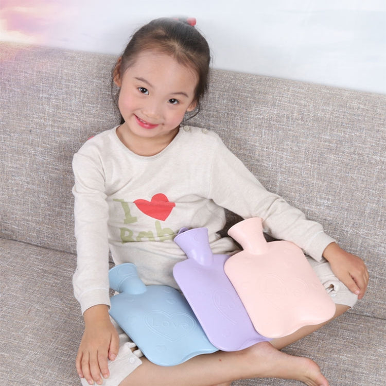 006 1000ml Thickened Explosion-proof Heart Embossed Water Injection Hot Water Bag(C Model Purple)