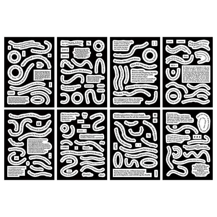1 Sets Handbook DIY Vintage Text Sticker Material Pack(Curve)