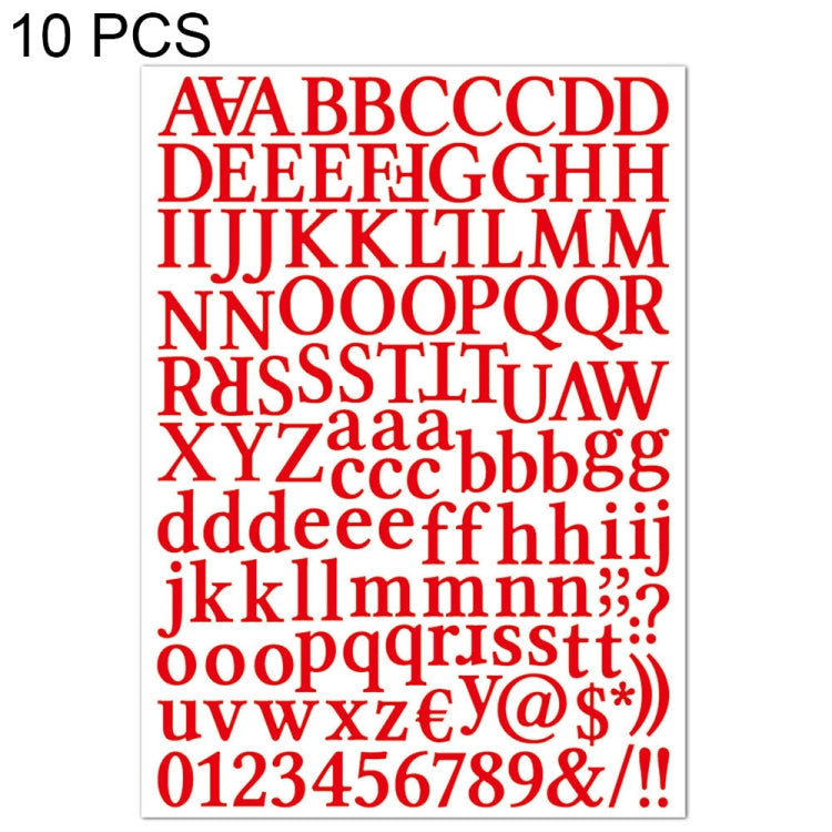 10 PCS Waterproof Alphabet DIY Handbook Sticker Gift Decoration Office Sticker(Red)