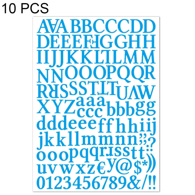 10 PCS Waterproof Alphabet DIY Handbook Sticker Gift Decoration Office Sticker(Light Blue)