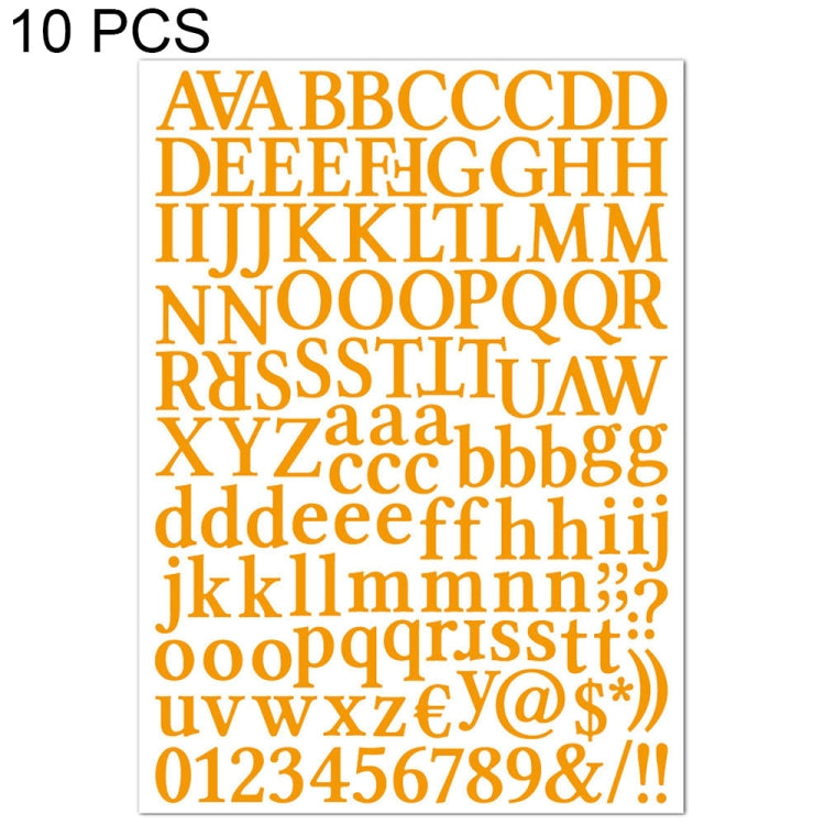 10 PCS Waterproof Alphabet DIY Handbook Sticker Gift Decoration Office Sticker(Orange Yellow)