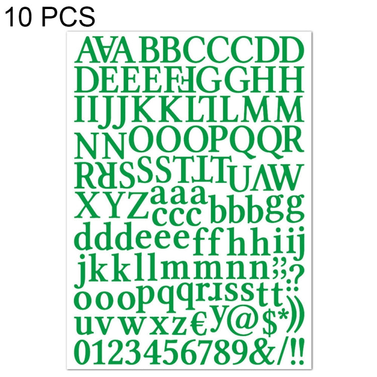 10 PCS Waterproof Alphabet DIY Handbook Sticker Gift Decoration Office Sticker(Deep Green)