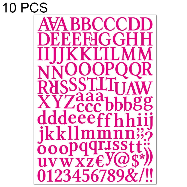 10 PCS Waterproof Alphabet DIY Handbook Sticker Gift Decoration Office Sticker(Rose Red)