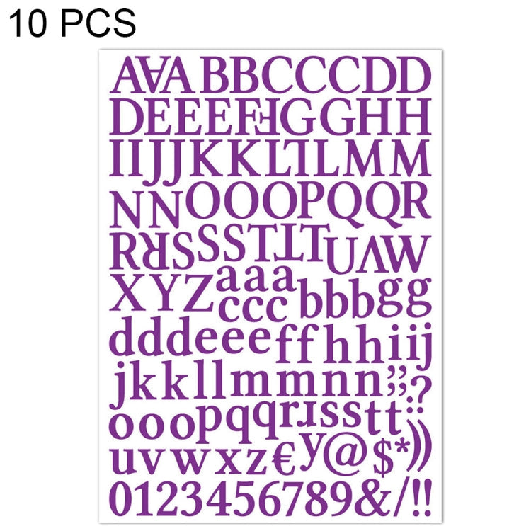 10 PCS Waterproof Alphabet DIY Handbook Sticker Gift Decoration Office Sticker(Purple)