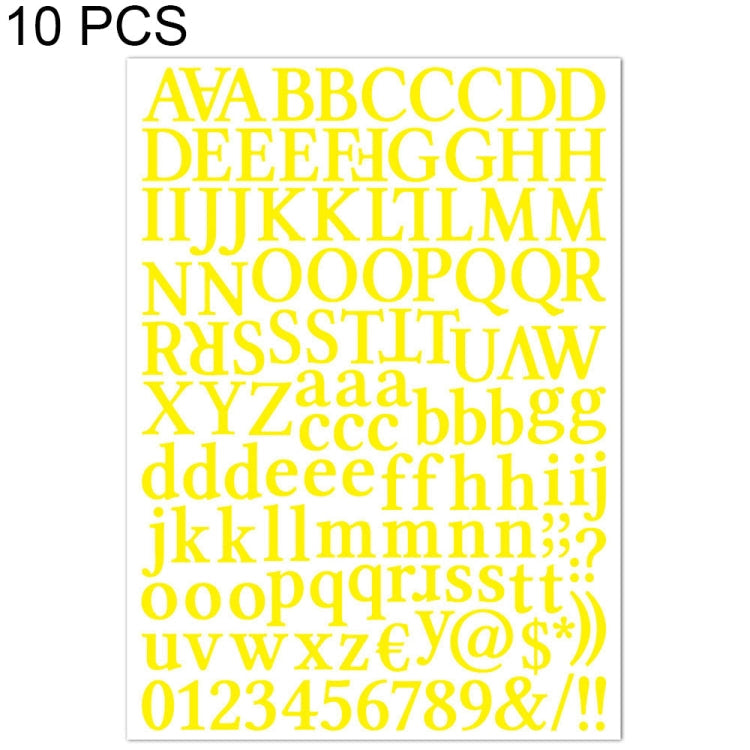 10 PCS Waterproof Alphabet DIY Handbook Sticker Gift Decoration Office Sticker(Yellow)