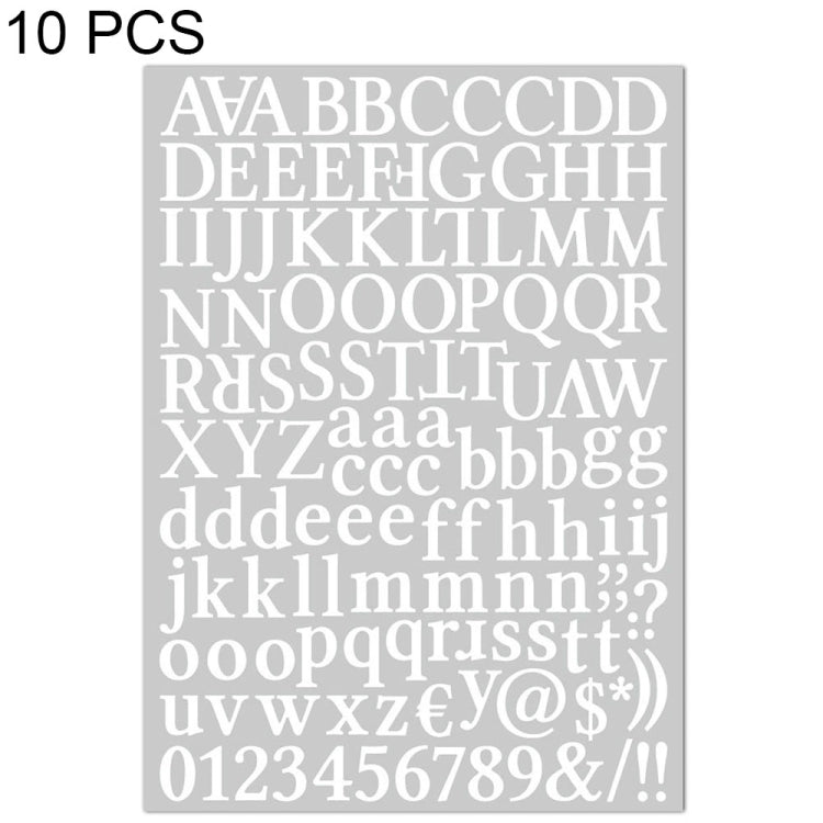 10 PCS Waterproof Alphabet DIY Handbook Sticker Gift Decoration Office Sticker(White)