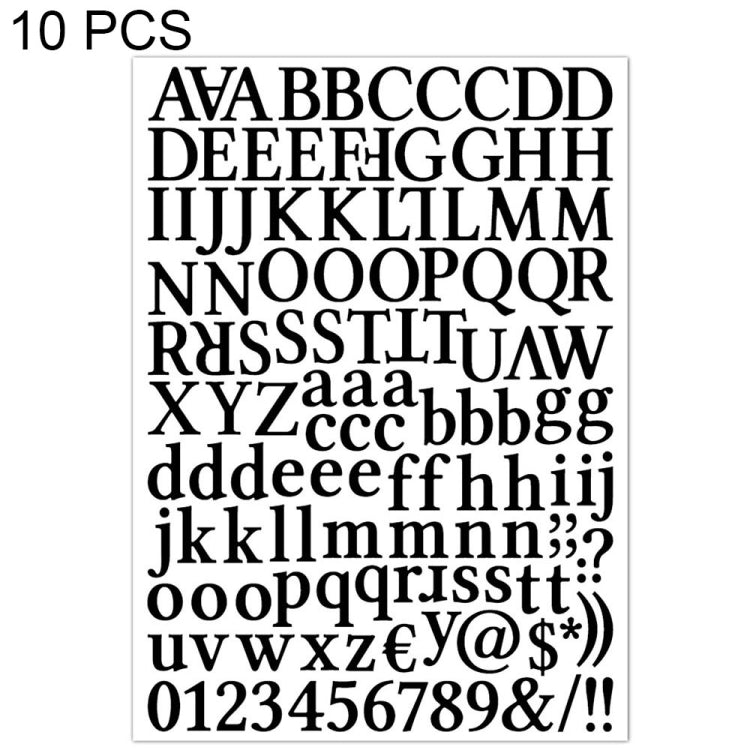 10 PCS Waterproof Alphabet DIY Handbook Sticker Gift Decoration Office Sticker(Black)