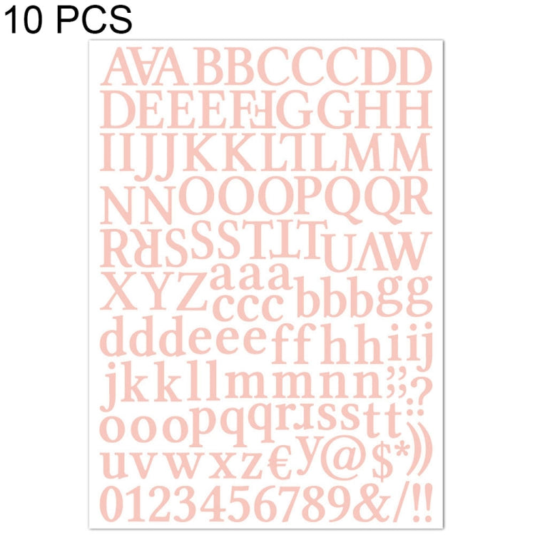 10 PCS Waterproof Alphabet DIY Handbook Sticker Gift Decoration Office Sticker(Pink)