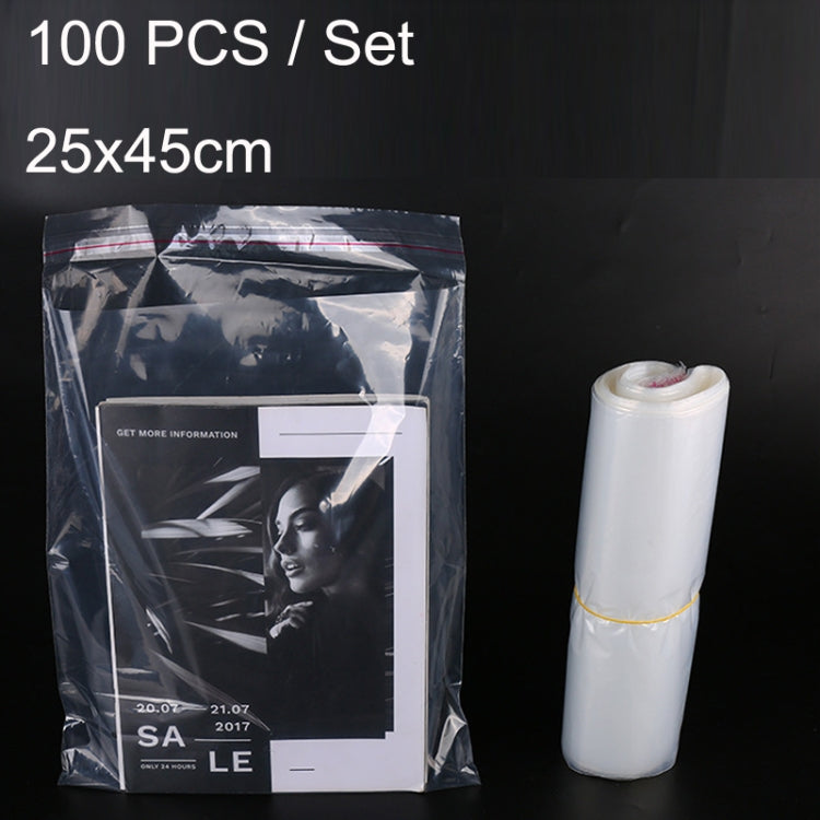 100 PCS / Set PE Clothing Packaging Bag Transparent Self-Stick Bag Jewelry Plastic Sealed Bag, Size:, Specification: 25x45cm