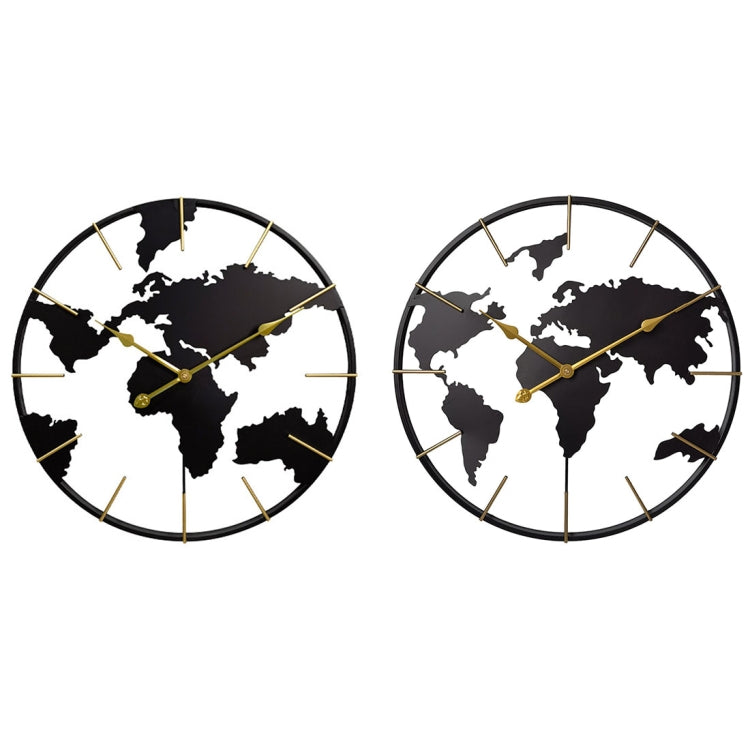 0818 3D Stereo World Map Art Wall Decoration Clock Round Wall Clock(Style 2)