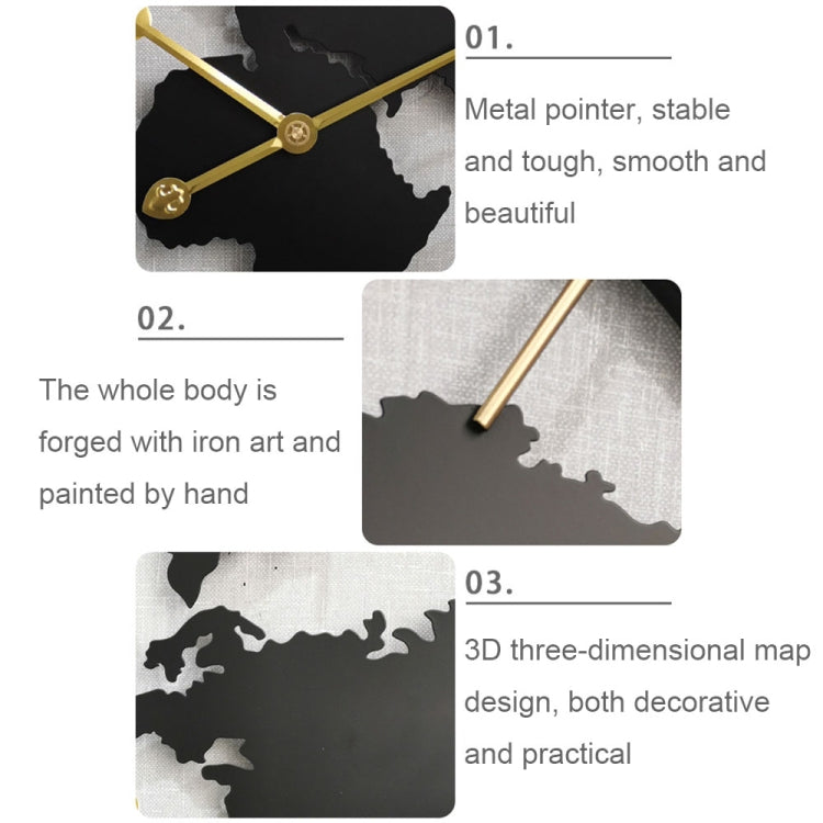 0818 3D Stereo World Map Art Wall Decoration Clock Round Wall Clock(Style 2)